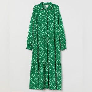 H&M green ditsy floral shirt dress